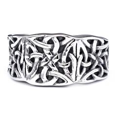 ***COI Titanium Black Silver Trinity Knots Celtic Ring-01260BB