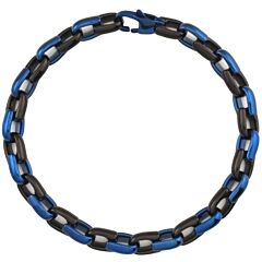 ***COI Titanium Blue Silver/Black Blue/Black Gold Tone Bracelet With Steel Clasp(Length: 8.0 inches)-01263BB