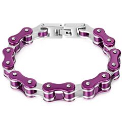 ***COI Titanium Purple & Silver Bracelet With Steel Clasp(Length: 8.46 inches)-01266BB