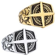 ***COI Titanium Black Gold Tone/Silver Compass Ring-01272BB