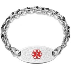 ***COI Titanium Medical Alert Bracelet With Steel Clasp(Length: 8.27 inches)-01282BB