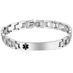 ***COI Titanium Medical Alert Bracelet With Steel Clasp(Length: 8.27 inches)-01283BB