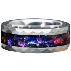 ***COI Titanium Faceted Ring With Meteorite-01297BB