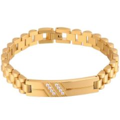 ***COI Titanium Black/Gold Tone/Silver Cubic Zirconia Bracelet With Steel Clasp(Length: 8.27 inches)-01320BB