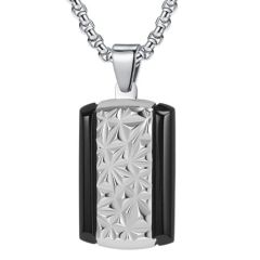 ***COI Titanium Black/Blue Silver Floral Pendant-01328BB