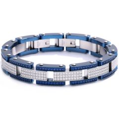 ***COI Titanium Blue Silver Cubic Zirconia Bracelet With Steel Clasp(Length: 9.06 inches)-01336BB