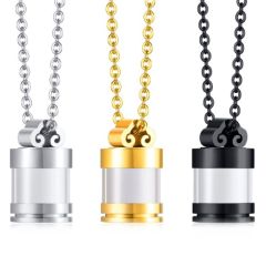 ***COI Titanium Black/Silver/Gold Tone Cremation Pendant For Ashes of Pets and People-01353BB