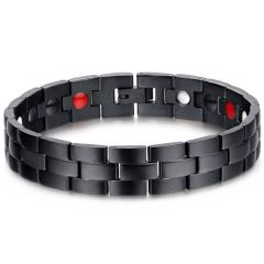 ***COI Black Titanium Bracelet With Steel Clasp(Length: 8.46 inches)-01355BB