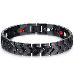 ***COI Black Titanium Bracelet With Steel Clasp(Length: 8.46 inches)-01356BB