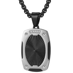 ***COI Titanium Black/Gold Tone Silver Pendant With Cubic Zirconia-01370BB