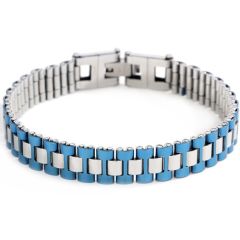 ***COI Titanium Blue Silver Bracelet With Steel Clasp(Length: 8.27 inches)-01409BB