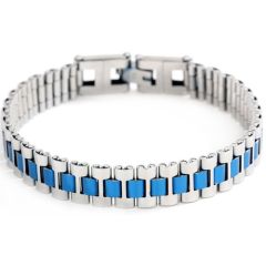 ***COI Titanium Blue Silver/Blue Bracelet With Steel Clasp(Length: 8.27 inches)-01410BB