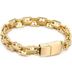 ***COI Titanium Gold Tone/Silver Bracelet With Steel Clasp(Length: 9.06 inches)-01482BB