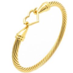 ***COI Titanium Gold Tone/Silver Heart Bracelet With Steel Clasp(Length: 7.87 inches)-01486BB