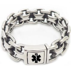 ***COI Titanium Gold Tone/Silver Medical Alert Bracelet With Steel Clasp(Length: 9.25 inches)-01488BB