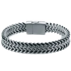 ***COI Titanium Black Gold Tone/Silver Bracelet With Steel Clasp(Length: 8.46 inches)-01489BB
