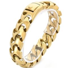 ***COI Titanium Black/Gold Tone/Silver Bracelet With Steel Clasp(Length: 8.66 inches)-01496BB