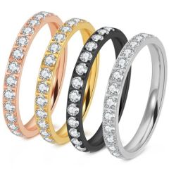 ***COI Titanium Black/Gold Tone/Silver/Rose Ring With Cubic Zirconia-01499BB