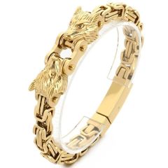 ***COI Titanium Black/Gold Tone/Silver Wolf Bracelet With Steel Clasp(Length: 8.27 inches)-01505BB