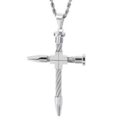 ***COI Titanium Black/Gold Tone/Blue/Silver Cross Wire Pendant-01560BB