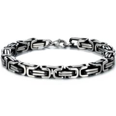 ***COI Titanium Black Silver Bracelet With Steel Clasp(Length: 8.66 inches)-01562BB