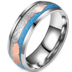 ***COI Titanium Turquoise & Meteorite Arrows Dome Court Ring-01580BB