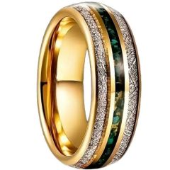 ***COI Gold Tone Titanium Meteorite & Crushed Opal Dome Court Ring-01582BB