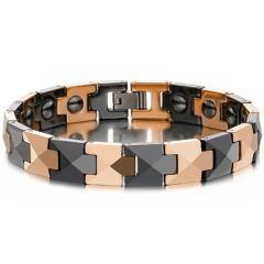 ***COI Titanium Gold Tone/Rose Ceramic Bracelet With Steel Clasp(Length: 8.27 inches)-01597BB