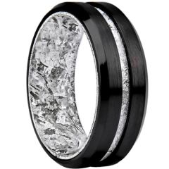 ***COI Black Titanium Meteorite Beveled Edges Ring-01601BB
