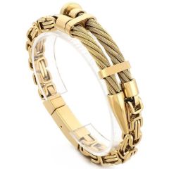 ***COI Titanium Black/Gold Tone/Silver Wire Bracelet With Steel Clasp(Length: 8.27 inches)-01610BB