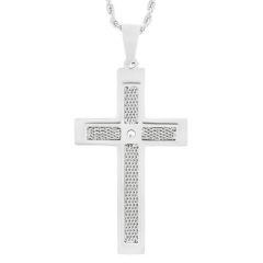 ***COI Titanium Black/Gold Tone/Silver Cross & Wire Pendant-01643BB