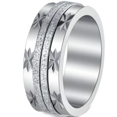 ***COI Titanium Sandblasted Ring With Stars-01653BB 