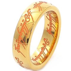 ***COI Gold Tone Titanium Lord The Ring Dome Court Ring-01671BB