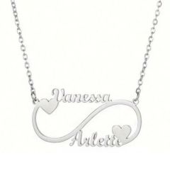 ***COI Titanium Gold Tone/Silver Custom Names Necklace(Length: 19.68 inches)-01673BB