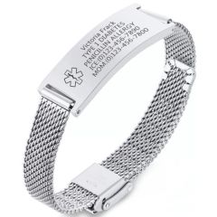 ***COI Titanium Black/Gold Tone/Silver Medical Alert Bracelet With Steel Clasp(Length: 8.27 inches)-01676BB