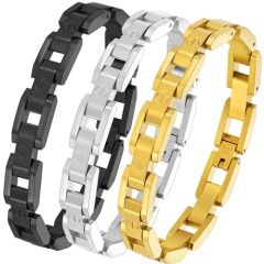 ***COI Titanium Black/Gold Tone/Silver Screws Bracelet With Steel Clasp(Length: 8.27 inches)-01686BB