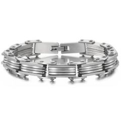 ***COI Titanium Gold Tone/Black/Silver Silver Bracelet With Steel Clasp(Length: 7.87 inches)-01706BB