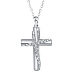 ***COI Titanium Cross Pendant With Cubic Zirconia-01715BB
