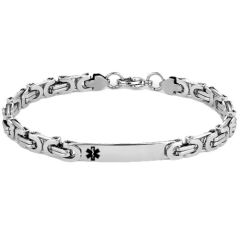***COI Titanium Black/Silver Medical Alert Bracelet With Steel Clasp(Length: 8.27 inches)-01730BB