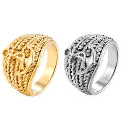 ***COI Titanium Gold Tone/Silver Anchor Ring-01736BB
