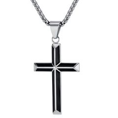 ***COI Titanium Black Gold Tone/Silver Cross Pendant-01752BB