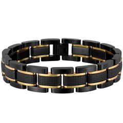 ***COI Titanium Black Gold Tone Bracelet With Steel Clasp(Length: 8.27 inches)-01766BB