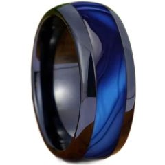 ***COI Black Titanium Abalone Shell Dome Court Ring-01768BB