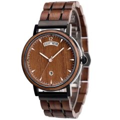 COI Black Titanium Koa Wood Watch With Steel Clasp(Length: 8.50 inches)-01775BB