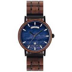 COI Black Titanium Koa Wood Watch With Steel Clasp(Length: 8.50 inches)-01776BB