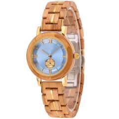 COI Gold Tone Titanium Koa Wood Crushed Opal Watch With Steel Clasp(Length: 8.50 inches)-01782BB