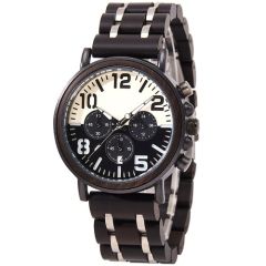 COI Titanium Koa Wood Chronograph Watch With Steel Clasp(Length: 8.50 inches)-01786BB