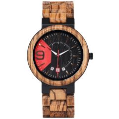 COI Black Titanium Koa Wood Watch With Steel Clasp(Length: 8.07 inches)-01789BB