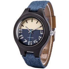 COI Titanium Koa Wood Canvas Watch With Steel Clasp(Length: 8.66 inches)-01802BB