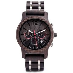 COI Titanium Koa Wood Chronograph Watch With Steel Clasp(Length: 8.07 inches)-01804BB